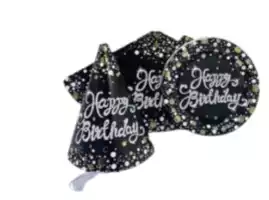 Одноразовая посуда Happy Birthday Черный 36 шт